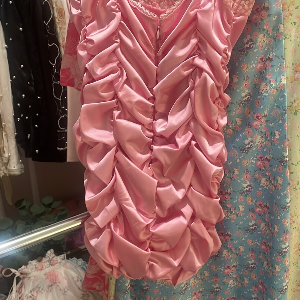 Pink Ruched Bodycon Mini Dress - Picture 10 of 11